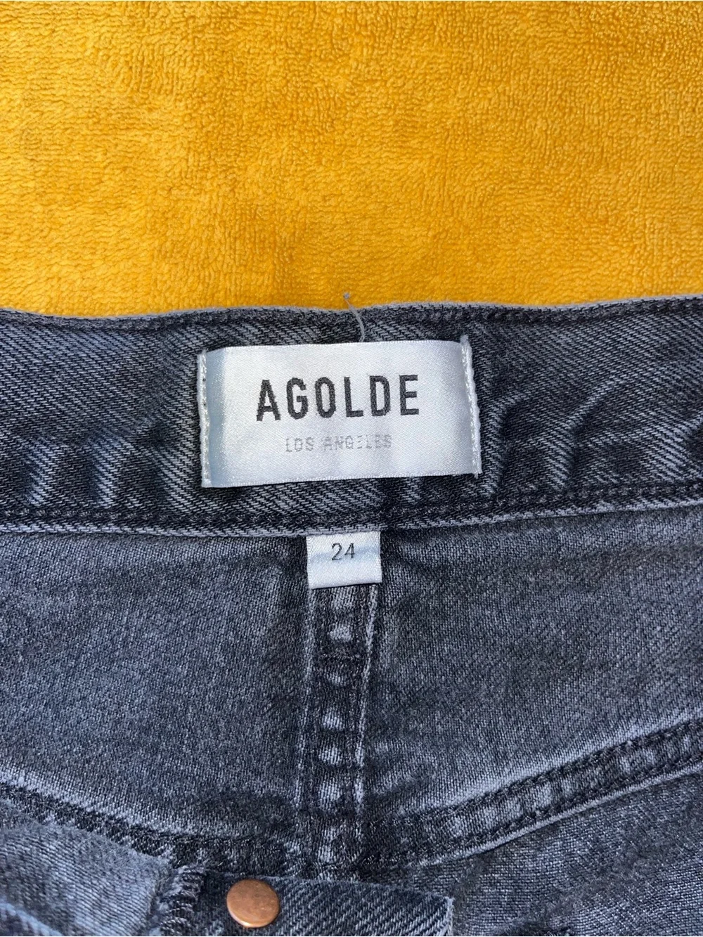 AGOLDE Women's Black Frayed Hem High-Rise Denim Shorts